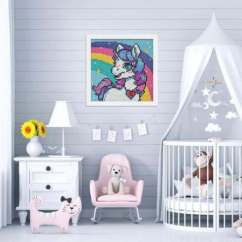 QENSPE Diamond Art Painting Kits for Kids with Frame,5D DIY Cartoon Painting Arts and Crafts for Kids Ages 4-8-12 and Beginners,Diamond Art for Gift Home Wall Decor 7x7inch in Saudi Arabia