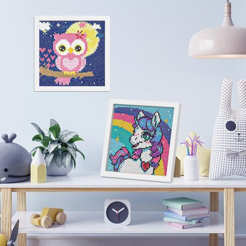 QENSPE Diamond Art Painting Kits for Kids with Frame,5D DIY Cartoon Painting Arts and Crafts for Kids Ages 4-8-12 and Beginners,Diamond Art for Gift Home Wall Decor 7x7inch in Saudi Arabia