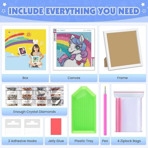 QENSPE Diamond Art Painting Kits for Kids with Frame,5D DIY Cartoon Painting Arts and Crafts for Kids Ages 4-8-12 and Beginners,Diamond Art for Gift Home Wall Decor 7x7inch in Saudi Arabia