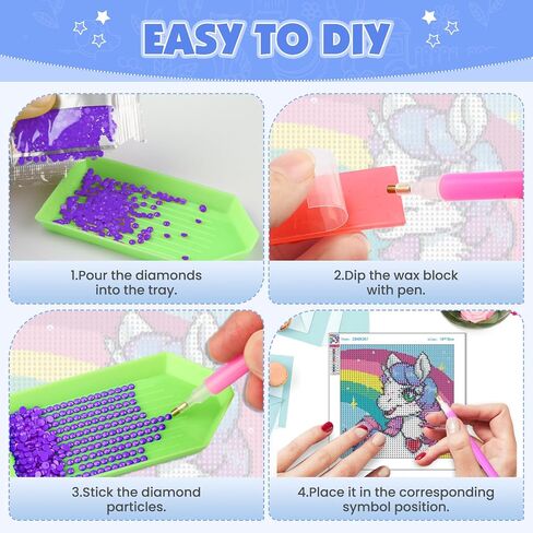 QENSPE Diamond Art Painting Kits for Kids with Frame,5D DIY Cartoon Painting Arts and Crafts for Kids Ages 4-8-12 and Beginners,Diamond Art for Gift Home Wall Decor 7x7inch in Saudi Arabia