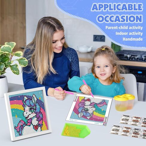 QENSPE Diamond Art Painting Kits for Kids with Frame,5D DIY Cartoon Painting Arts and Crafts for Kids Ages 4-8-12 and Beginners,Diamond Art for Gift Home Wall Decor 7x7inch in Saudi Arabia