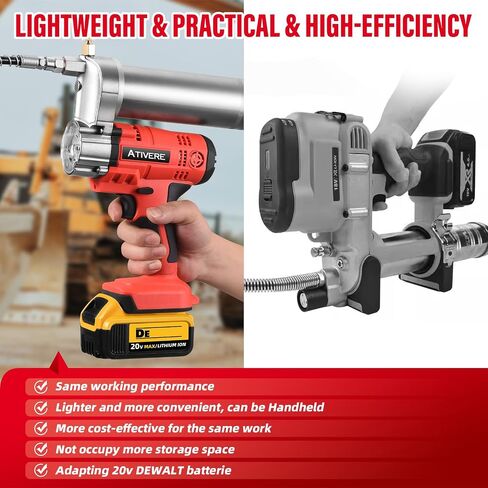 Lithium battery Grease Gun Cordless Suitable for De.waltt 20V Max Battery (NO Battery) with 12" Spring Flex Hose, 10000 PSI High Pressure Quick Release Grease in Saudi Arabia
