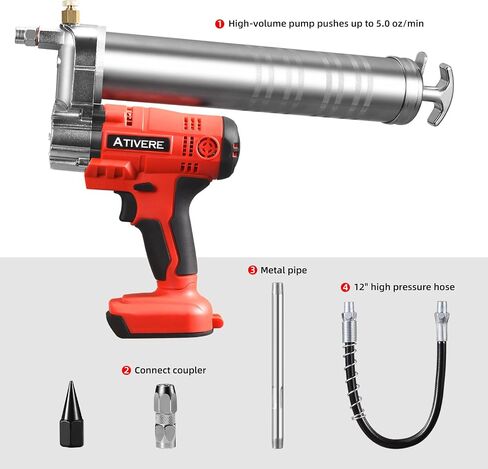 Lithium battery Grease Gun Cordless Suitable for De.waltt 20V Max Battery (NO Battery) with 12" Spring Flex Hose, 10000 PSI High Pressure Quick Release Grease in Saudi Arabia