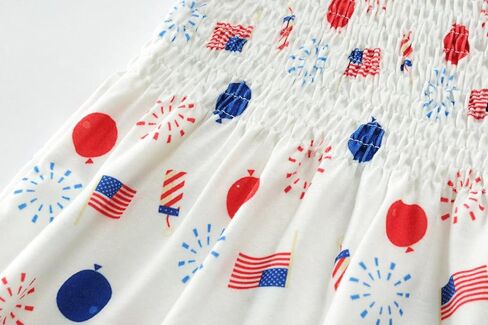 American Flag Girl's Fireworks Flare Dress Slip Skirt Sleeveless Casual Skater Dress 1-7 Years in Saudi Arabia