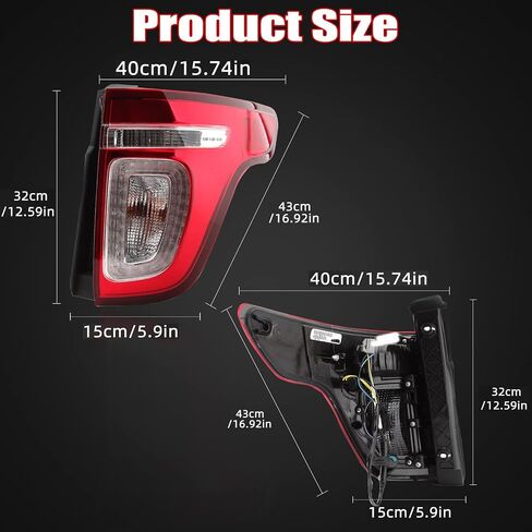 Tail Light Assembly Compatible with 2011-2015 Ford Explorer Rear Brake Lamp Turn Signal Red Clear Lens Left Driver Side in Saudi Arabia