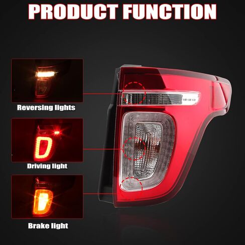 Tail Light Assembly Compatible with 2011-2015 Ford Explorer Rear Brake Lamp Turn Signal Red Clear Lens Left Driver Side in Saudi Arabia