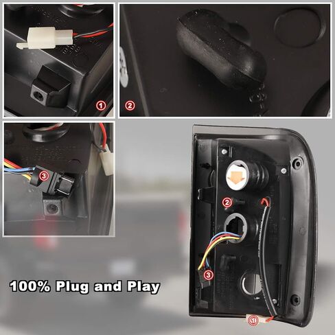 مجموعة مصابيح LED للطرق الوعرة من Nixon لعام 2001 2002 2003 2004 2005 Ford Ranger المصابيح الخلفية، مصابيح الذيل مع إشارة الانعطاف LED، مصابيح الفرامل الخلفية، جانب الركاب والسائق (عدسة شفافة) in Kuwait