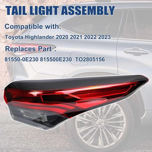 Tail Lights Assembly Rear Lamp Compatible With Highlander 2020 2021 2022 2023 Left Driver Side in Saudi Arabia