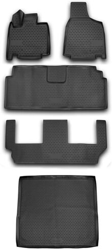 Fits 2020-2008 Dodge Grand Caravan/ 2016-2008 Chrysler Town & Country (Stow'n Go Only) Floor and Cargo Mats Custom Fit All-Weather Full Set Liners, Black in Saudi Arabia