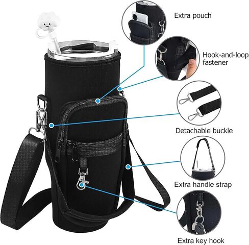 JTW Stanley Cup Crossbody Holder，Stanley Cup Accessory for 30 and 40 oz. Adjustable Shoulder Strap and Mountaineering Buckle are Included.Water Bottle Accessories (black) in Saudi Arabia