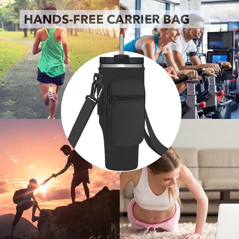 JTW Stanley Cup Crossbody Holder，Stanley Cup Accessory for 30 and 40 oz. Adjustable Shoulder Strap and Mountaineering Buckle are Included.Water Bottle Accessories (black) in Saudi Arabia