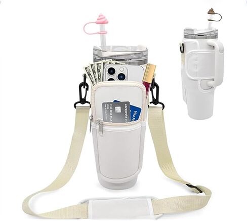 JTW Stanley Cup Crossbody Holder，Stanley Cup Accessory for 30 and 40 oz. Adjustable Shoulder Strap and Mountaineering Buckle are Included.Water Bottle Accessories (black) in Saudi Arabia