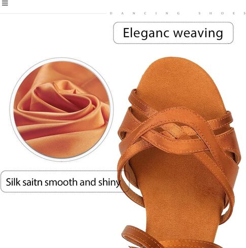 أحذية نسائية احترافية للرقص اللاتيني بلون أسمر مفتوح عند الأصابع لقاعة الرقص السالسا أحذية الرقص الأداء بكعب 3 بوصات، 7.5 US in Kuwait