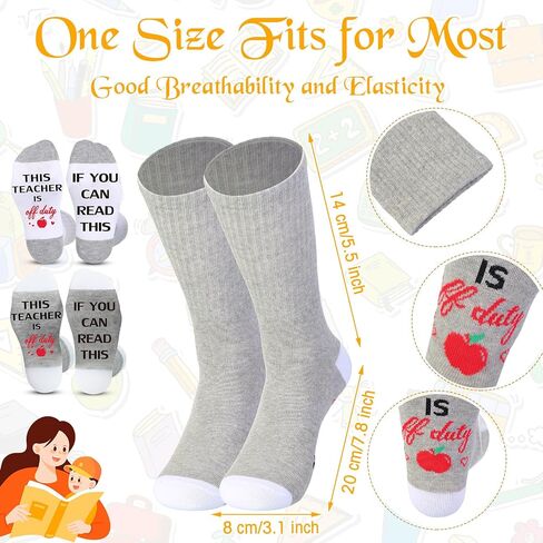 36 Pieces Teacher Appreciation Gifts 12 Pairs Funny Teacher Unisex Socks 12 Pieces Teacher Gift Code Bracelets 12 Pieces Teacher Apple Keychains for Teacher's Day Birthday Christmas in Saudi Arabia