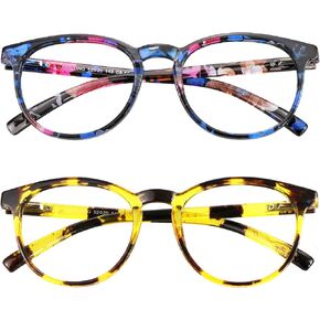 VisionGlobal Blue Light Blocking Glasses, 2 Pairs Computer Glasses for Anti Eyestrain，Stylish Oval Frame, Anti Glare