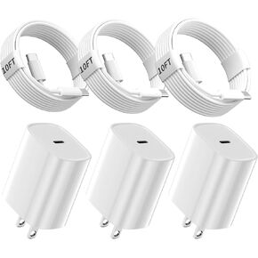 iPhone 15 Pro Max Charger,10Ft Long Fast Charging Cable Cord with 20W USBC Charger iPhone 15 Fast Charger Block for iPhone 15 Pro Max/15 Pro/15/15 Plus,iPad Pro 12.9/11 inch,iPad Air 5th/4th,3 Pack