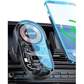 Wireless Car Charger Phone Mount, Air Vent Phone Holder for Your Car, Auto Clamping and 15W Qi Wireless Fast Car Charger, One Hand Operation, 360° Rotation, Compatible with All Mobile Phones