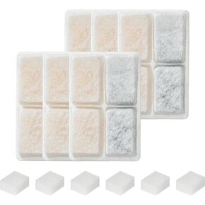 Cat Pet Water Fountain Filter Replacement, Filters for Pet Cat Dog Water Fountain Compatible with LED 64oz/2L Square White Cat Water Fountain with Pre-Filter Foam Sponge(6+6 Packs)