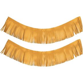 Motorcycle Saddlebag Fringe 2pcs Universal Retro Foot Pedal Saddlebag Craft Artificial Leather Floorboard Fringe Accessory(Yellow Item No. 3-2-74)
