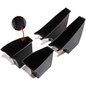 Side Door Handle Container Holder Tray Front and Rear Armrest Box Compatible with Tesla Model 3 & Y (4 Pieces Flocking Surface)