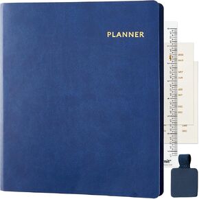 Nekmit Undated Weekly Planner Spiral Bound, 3-Tier 12 Month Organizer, Daily Planner Journal for Home and Office, 8.5" x 11", Black
