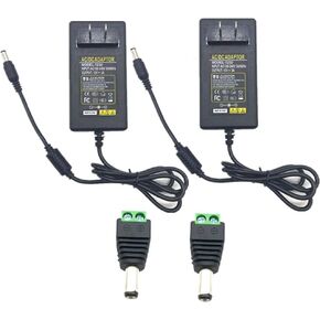 12V 3A Power Supply Adapter, 100V-240V to 12V 3A Wall Mounted 12V Switching for DC12V CCTV Camera LED Strip Light rc Balance Charger with 5.5X2.1 DC Female Plug to Screw Connection (2PACK)
