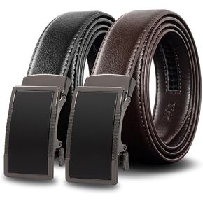أحزمة رجالية من الجلد بحزام سقاطة، 2 حزمة، حزام منزلق قابل للتعديل مقاس 1 3/8 بوصة للرجال in Kuwait