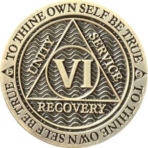 RecoveryChip 6 Year AA Medallion Reflex Antique Chocolate Bronze Chip