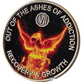 7 Year Out of The Ashes of Addiction Medallion Phoenix in Flames Chip