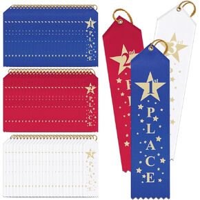 Hodges Badge Company Point Top Star Award Ribbons - 1st 2nd 3rd - 25 Each (75 Total) - Made in USA