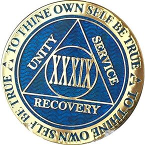 RecoveryChip 39 Year Reflex Blue Gold Plated AA Medallion XXXIX Chip