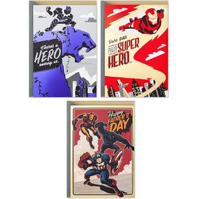 Hallmark Avengers Pack of 3 Fathers Day Cards (Iron Man, Black Panther, Captain America)