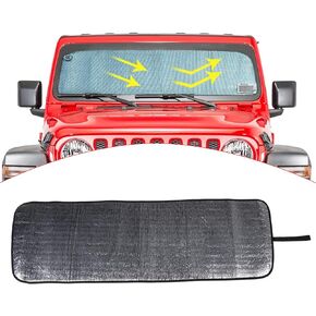 Windshield Sunshade Sun Shade Heat Shield Sun Visor Mat for Jeep Wrangler Rubicon Sahara 2018-2024 JL JLU 2/4 Door & Gladiator JT (Silver)