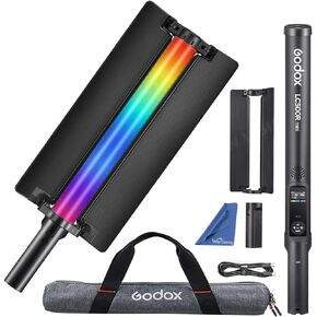 Godox LC500 عصا ضوئية صغيرة محمولة للتصوير الفوتوغرافي - 2500K-8500K عصا إضاءة LED محمولة مع باب بارندور وقبضة بطارية