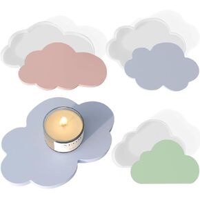 3 قطع حامل شموع قوالب راتينج سيليكون على شكل سحابة قوالب كوستر لراتنجات الإيبوكسي، قالب سيليكون قوالب راتنجات الإيبوكسي لحصير الأكواب الفنية DIY، قوالب إيبوكسي قالب صينية سيليكون هدايا فنية لتزيين المنزل in Kuwait