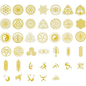 FineInno 40 Styles Resin Supplies Kit Orgone Sticker Resin Filler Geometry Copper Decorate Stickers for Silicone Resin Molds Resin Crafts Materials