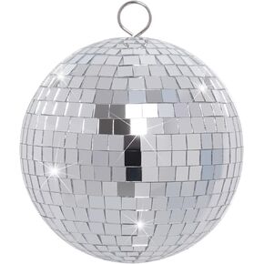 Disco Mirror Balls Silver Hanging Ball for 50s 60s 70s Disco DJ Light Effect Party Home Decoration Stage Props School Festivals Concert Party Favors (Silver, 4 inch)
