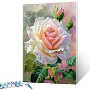 Wildflower Field Paint by Numbers for Adults Beginner Tropical Summer Flowers DIY Paintwork Acrylic Canvas Girls Bedroom Decor Blue Butterfly Painting Kits Craft 16x20 Inch Boho Gift（DIY Frame ）