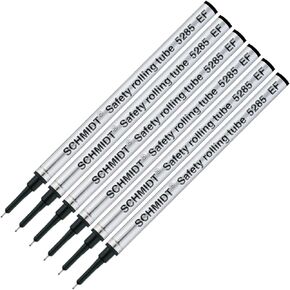 Pack of 6 - Schmidt 5285 EF Extra Fine Metal Rollerball Refill Black Ink Fine Tip