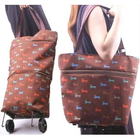 Collapsible Folding Shopping Bag with Wheels Foldable Shopping Cart Reusable Grocery Bags, Trolley Bag on Wheels (B0741YPTV7)
