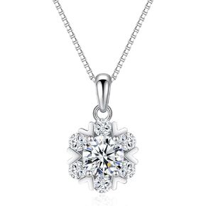 1-2.8 CT Blue/Cyan/White Moissanite Necklace for Women,Platinum Plated S925 Sterling Silver, Lab Created Diamond Pendant Necklace