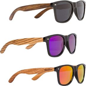 Woodies Walnut and Zebra Wood Sunglasses with Polarized Lenses