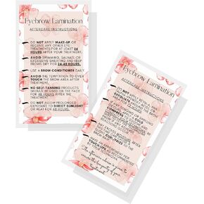 Eyebrow Lamination Aftercare Instruction Cards | Physical Printed 2 x 3.5" inches Business Card Size | Starter Lift Kit with Tint at home diy aftercare supplies | Floral Print Design
