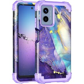 Rancase for Moto G 5G 2024 Case,Three Layer Heavy Duty Shockproof Protection Hard Plastic Bumper+Soft Silicone Rubber Protective Girls Cover for Motorola Moto G 5G 2024,Acid Blue
