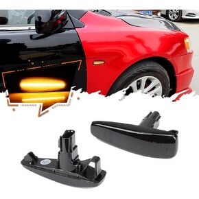 عدسات مدخنة كهرمانية متتابعة مصابيح LED للعلامات الجانبية الأمامية متوافقة مع 2008-2013 Mitsubishi Lancer Evo x Mirage OutlanderSport، حزمة من 2 in Saudi Arabia
