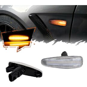 Smoked Lens Sequential Amber LED Front Side Marker Lights Compatible For 2008-2013 Mitsubishi Lancer Evo x Mirage OutlanderSport,Pack of 2