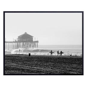 Surf, Beach and Pier Art Print Photo, Wall Art Poster - Unique Home Decor for Beach or Lake House, Family Room - Gift for Surfers, Surfing Fans - 8x10 Photo Unframed