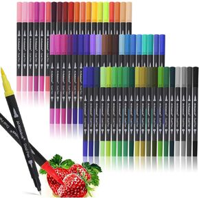 ai-natebok 60 Colors Dual Tip Brush Art Marker Pens, Coloring Markers, Fine & Brush Tip Pen for Bullet Journal Adult Coloring Book Note Taking Planner Drawing Doodle Card Making Art Supplier in Kuwait