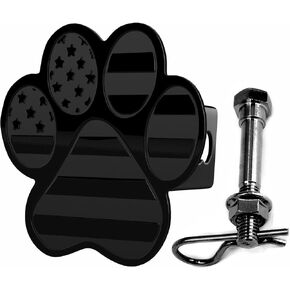 Dog Paw Foot Metal Hitch Cover with Anti-Rattle Pin Bolt (Fits 2" Receiver, Black)