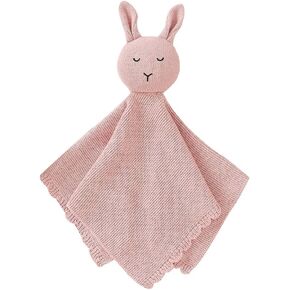 Baby Lovely Cotton Security Blanket Bunny Comforter Blanket Soft Knit Babies Lovies Toys for Newborn Boys Girls Gifts, Cream